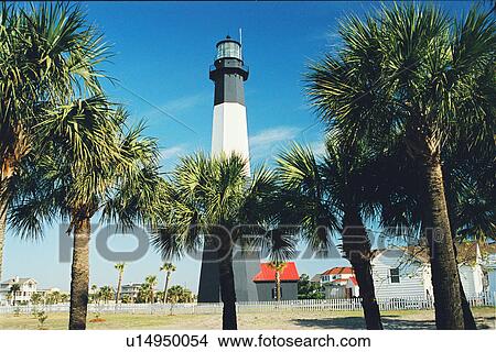 Picture - lighthouse located at Tybee Island, Georgia, United States. Fotosearch