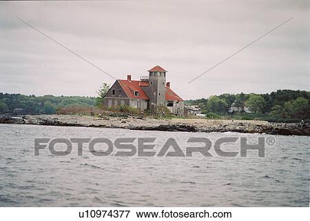 Stock Photo - lighthouse located at Whaleback, Maine, United States. Fotosearch