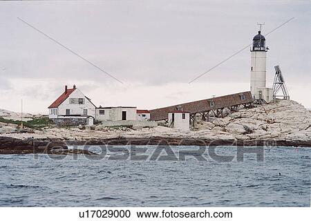 Stock Image - lighthouse located at White Island, New Hampshire, United States. Fotosearch