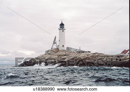 Stock Image - lighthouse located at White Island, New Hampshire, United States. Fotosearch