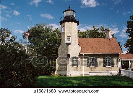 lighthouse located at White River, Michigan, United States View Large Photo Image Stock Photo - lighthouse located at White River, Michigan, United States. Fotosearch