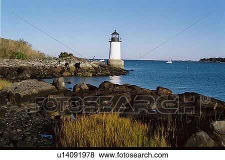 Stock Photo - lighthouse located at Winter Island, Massachusetts, United States. Fotosearch