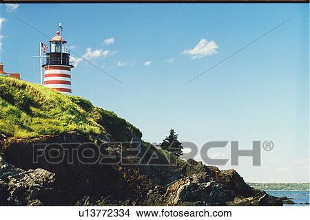 Picture - lighthouse located at WQuoddyHead, Maine, United States. Fotosearch