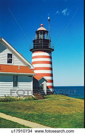 Picture - lighthouse located at WQuoddyHead, Maine, United States. Fotosearch