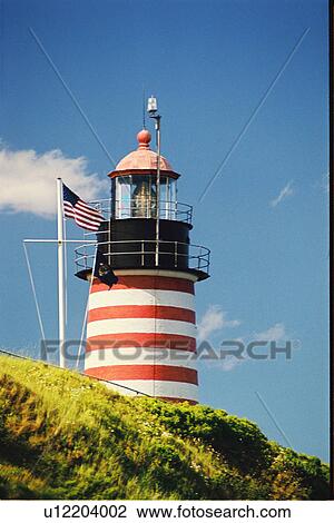 Stock Image - lighthouse located at WQuoddyHead, Maine, United States. Fotosearch