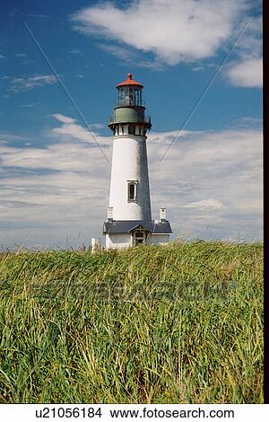 Picture - lighthouse located at YaquinaHead, Oregon, United States. Fotosearch