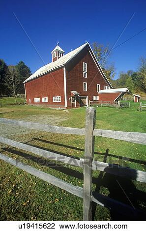 Red Barn With Fence Stock Image U19415622 Fotosearch