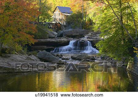Stock Photo - Grist Mill in autumn. Fotosearch