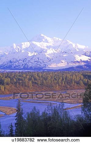 Stock Image - View of Mt. McKinley and Mt. Denali. Fotosearch