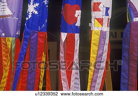 Stock Image - Closeup of colorful kites in Kauai, Hawaii. Fotosearch