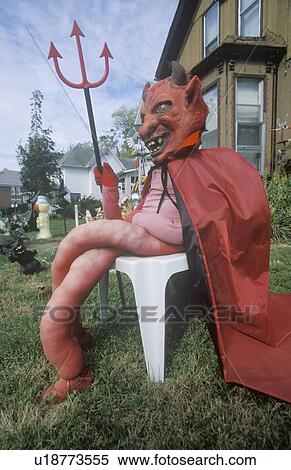 Dummy Dressed as the Devil for Halloween on Front Lawn View Large Photo Image Stock Photography - Dummy Dressed as the Devil for Halloween on Front Lawn. Fotosearch