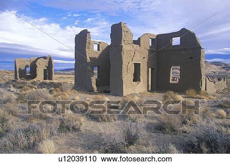 Stock Image - Abandoned Old Army Post in Fort Churchill State Historical Park, NV. Fotosearch
