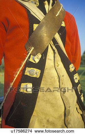 Picture - Detail of British Army uniform during Revolutionary war historical reenactment. Fotosearch