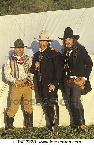 Stock Photo - Living history participants during Old West event, CA. Fotosearch