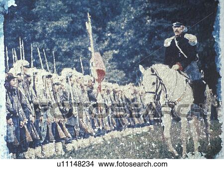 Picture - scene of Civil War battle of Bull Run Reenactment, Virginia. Fotosearch