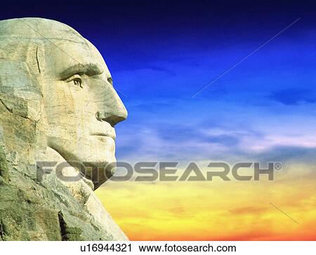 Stock Image - President George Washington at Mt. Rushmore, South Dakota. Fotosearch