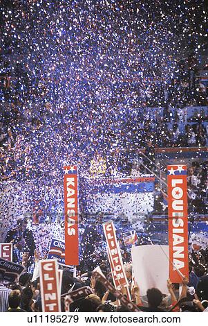 Stock Photo - Presidential celebration at a Democratic Convention . Fotosearch