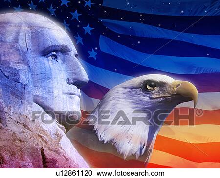 Profile of President George Washington, the American flag and American eagle View Large Photo Image Stock Image - Profile of President George Washington, the American flag and American eagle. Fotosearch