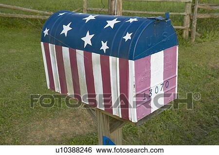 Red White and Blue US Flag Mailbox View Large Photo Image Stock Photograph - Red White and Blue US Flag Mailbox. Fotosearch