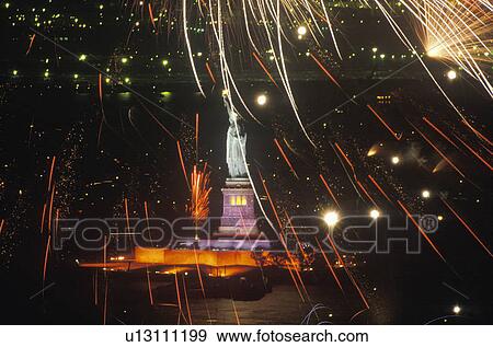 Statue of Liberty with Fireworks at Night, New York City, New York View Large Photo Image Stock Photo - Statue of Liberty with Fireworks at Night, New York City, New York. Fotosearch