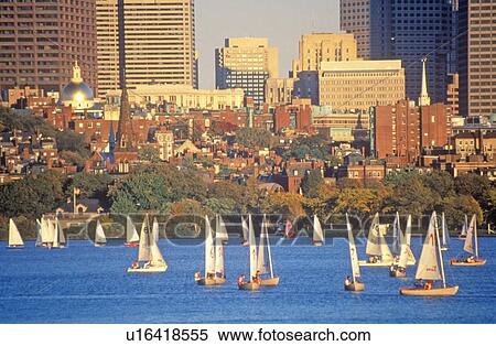 Sailboats on the Charles River View Large Photo Image Stock Photography - Sailboats on the Charles River. Fotosearch