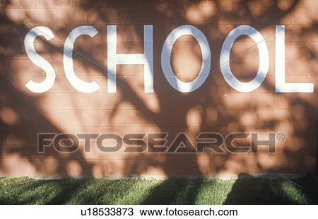 Stock Image - Sign: “School”. Fotosearch