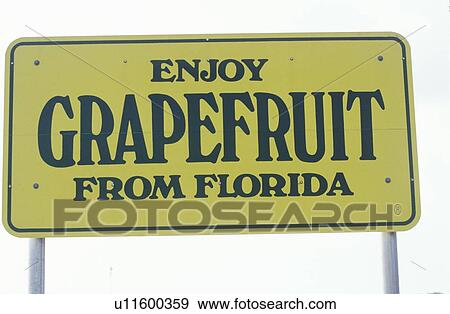 A sign that reads “Enjoy grapefruit from Florida” View Large Photo Image Stock Photo - A sign that reads “Enjoy grapefruit from Florida”. Fotosearch