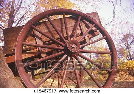 Stock Photo - Detail of wagon in autumn at the Historical Henry Wick House. Fotosearch