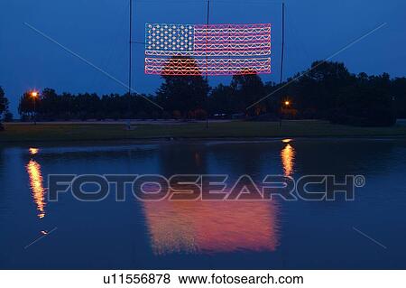 Electric American Flag at Night in Plains Georgia View Large Photo Image Stock Photo - Electric American Flag at Night in Plains Georgia. Fotosearch