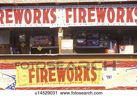 Stock Image - Fireworks Stand. Fotosearch
