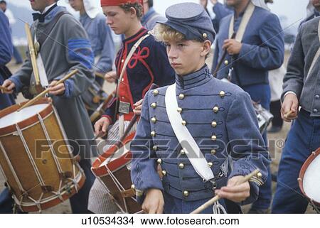 Picture - Historical reenactment of the Battle of Manassas, marking the beginning of the Civil War. Fotosearch