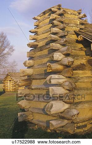 Stock Photo -  Military housing for soldiers lead by George Washington. Fotosearch