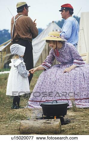 Stock Photo - Young participants in Civil War costume. Fotosearch