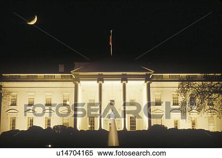 Crescent Moon over The White House, Washington, D. C. View Large Photo Image Stock Photography - Crescent Moon over The White House, Washington, D. C.. Fotosearch