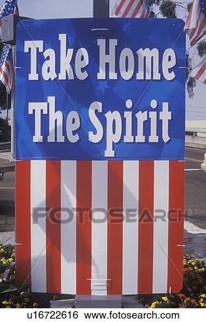 Flag Reading “Take Home The Spirit, ” United States View Large Photo Image Stock Photograph - Flag Reading “Take Home The Spirit, ” United States. Fotosearch