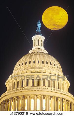 Full Moon Over United States Capitol Building Dome, Washington, D. C. View Large Photo Image Stock Photo - Full Moon Over United States Capitol Building Dome, Washington, D. C.. Fotosearch