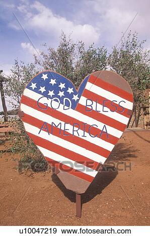 Stock Photo - Heart-Shaped Sign Reading “God Bless America". Fotosearch