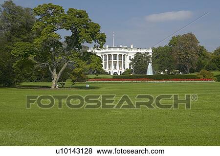 Stock Photo - The White House South Lawn with Truman Balcony. Fotosearch
