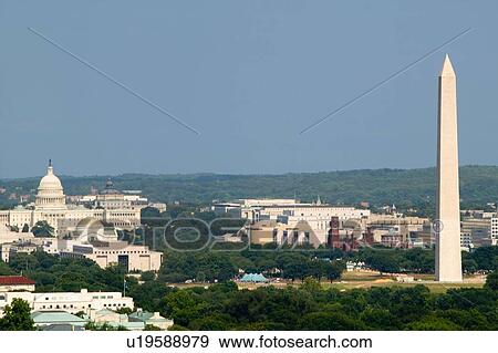 Washington D. C. aerial view with US Capitol and Washington Monument in view View Large Photo Image Stock Photo - Washington D. C. aerial view with US Capitol and Washington Monument in view. Fotosearch