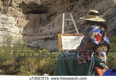 An artist doing a sketch of Montezuma's Castle cliff dwelling View Large Photo Image Stock Photography - An artist doing a sketch of Montezuma's Castle cliff dwelling. Fotosearch