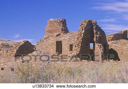 Picture - Chaco Canyon Indian ruins, NM, circa 1060 AD, The Center of Indian Civilization. Fotosearch
