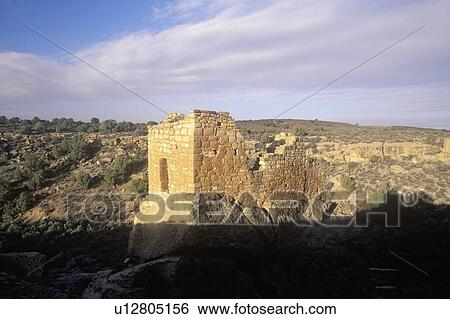 Stock Photograph - The Stronghold House at Hovenweep National Monument Indian ruins. Fotosearch