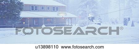 Hotel in winter snowstorm View Large Photo Image Stock Image - Hotel in winter snowstorm. Fotosearch