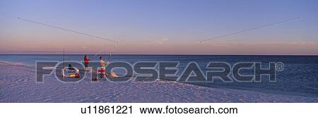 Stock Image - Surf fishing at Santa Rosa Island. Fotosearch