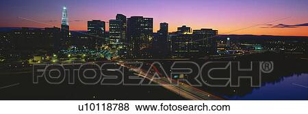 Stock Photo - Hartford skyline at sunset. Fotosearch