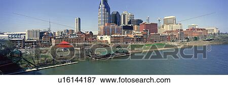 Stock Photo - Panoramic morning view of Cumberland River and Nashville. Fotosearch