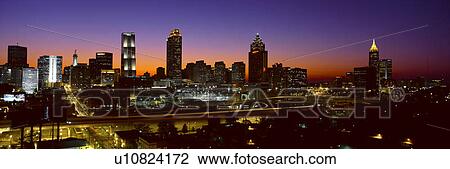 Panoramic view of Atlanta skyline at dusk View Large Photo Image Stock Image - Panoramic view of Atlanta skyline at dusk. Fotosearch