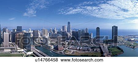Panoramic view of Chicago skyline View Large Photo Image Stock Photo - Panoramic view of Chicago skyline. Fotosearch