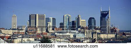 Stock Image - Panoramic view of Nashville, Tennessee Skyline in morning light. Fotosearch