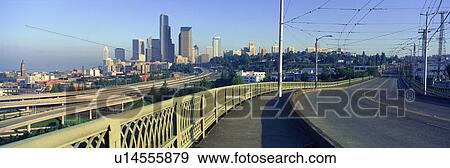 Panoramic view of Seattle skyline in morning View Large Photo Image Stock Photo - Panoramic view of Seattle skyline in morning. Fotosearch